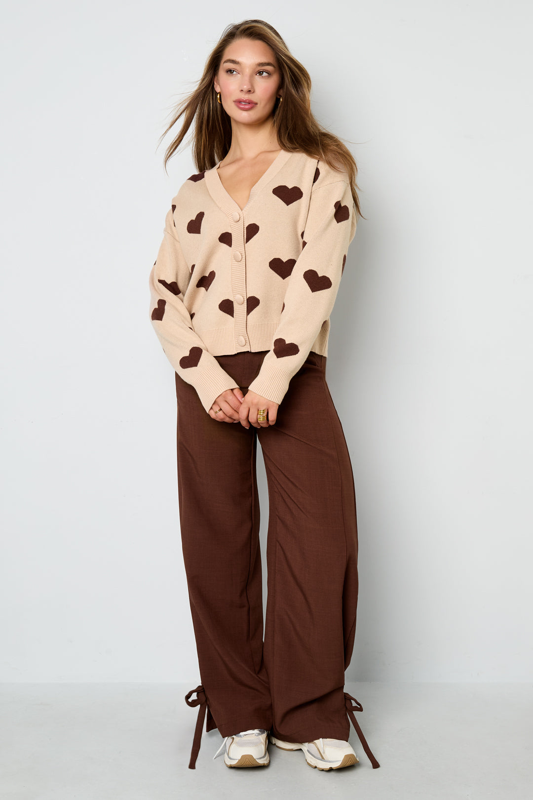 Viskose Gestrickte Damen Strickjacke Niedlich Herz Muster Herbst/Winter