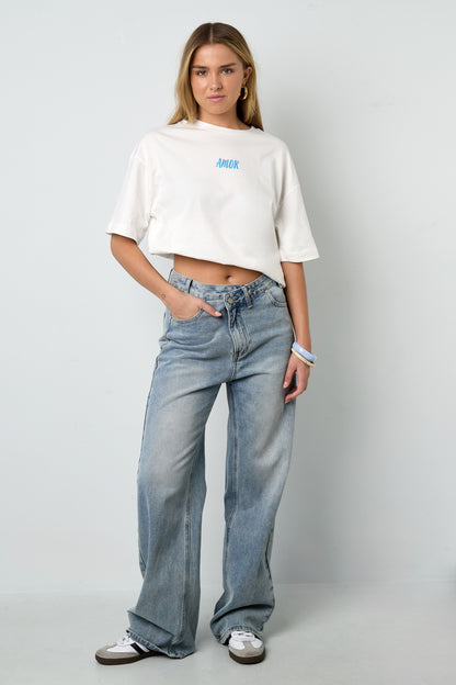 Baumwolle Gestrickte Damen T-Shirt Casual Letters