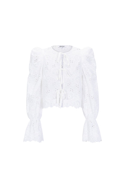 Baumwolle Gewebt Damen Langarm Oberteil Casual Cutout